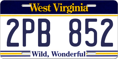 WV license plate 2PB852