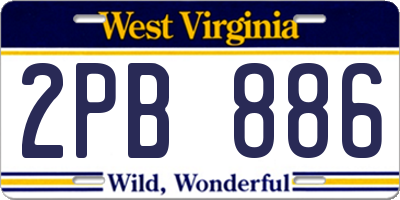 WV license plate 2PB886