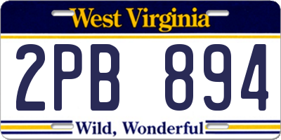 WV license plate 2PB894