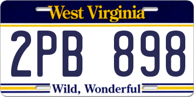 WV license plate 2PB898