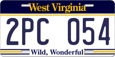 WV license plate 2PC054