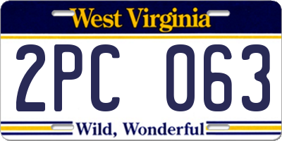 WV license plate 2PC063