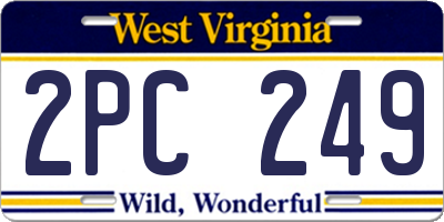 WV license plate 2PC249