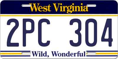 WV license plate 2PC304