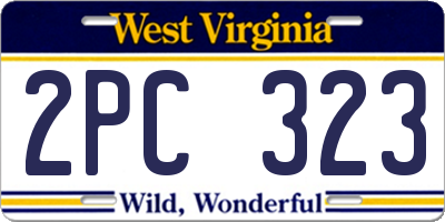 WV license plate 2PC323