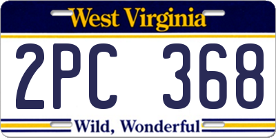 WV license plate 2PC368