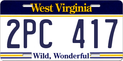 WV license plate 2PC417