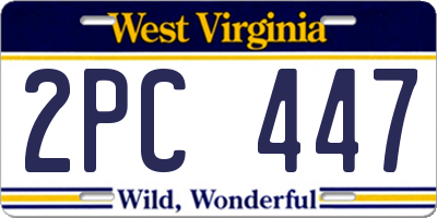 WV license plate 2PC447