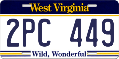 WV license plate 2PC449