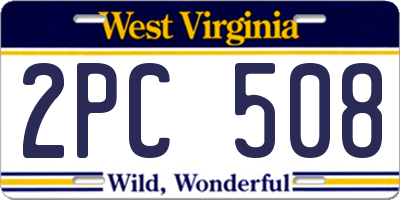 WV license plate 2PC508