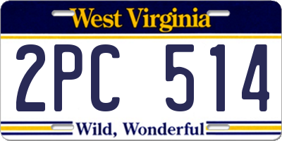WV license plate 2PC514