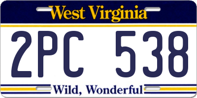 WV license plate 2PC538
