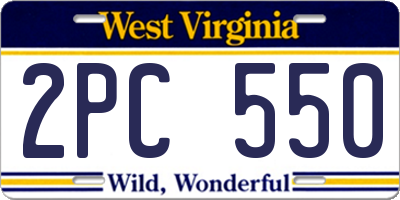 WV license plate 2PC550