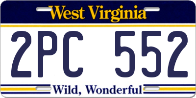 WV license plate 2PC552