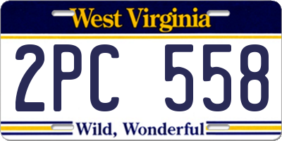 WV license plate 2PC558