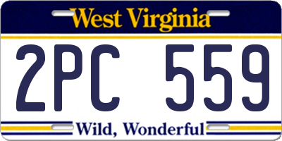 WV license plate 2PC559