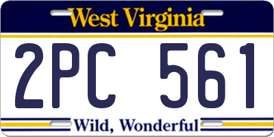 WV license plate 2PC561