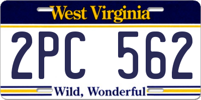 WV license plate 2PC562