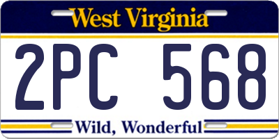 WV license plate 2PC568