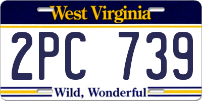 WV license plate 2PC739