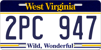 WV license plate 2PC947