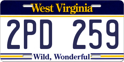 WV license plate 2PD259