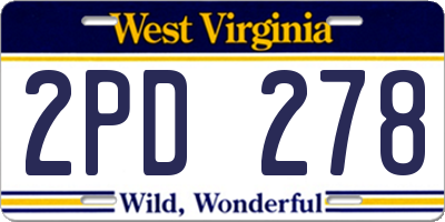 WV license plate 2PD278