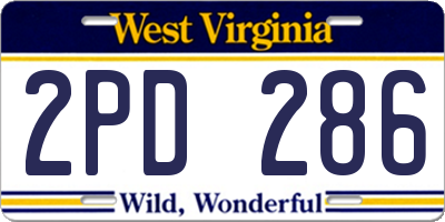 WV license plate 2PD286