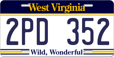 WV license plate 2PD352