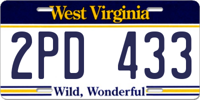 WV license plate 2PD433