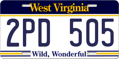 WV license plate 2PD505