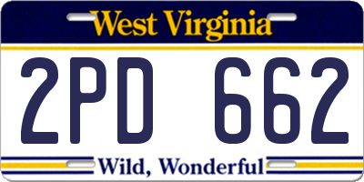WV license plate 2PD662