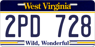 WV license plate 2PD728