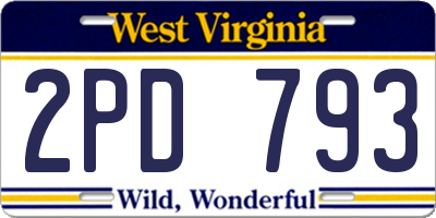 WV license plate 2PD793