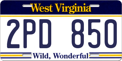 WV license plate 2PD850