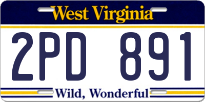 WV license plate 2PD891