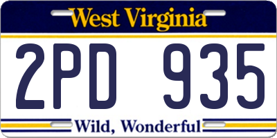 WV license plate 2PD935