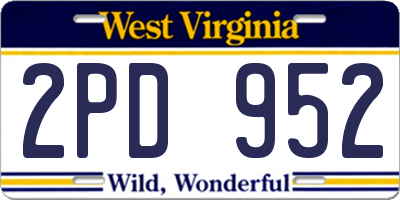 WV license plate 2PD952