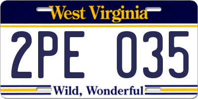 WV license plate 2PE035
