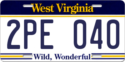 WV license plate 2PE040