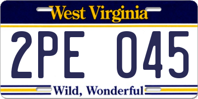 WV license plate 2PE045