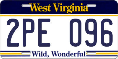 WV license plate 2PE096