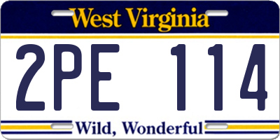 WV license plate 2PE114