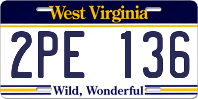 WV license plate 2PE136