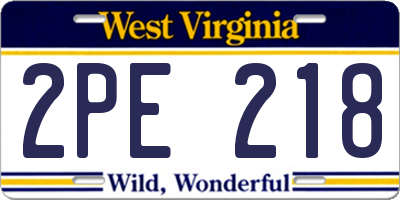 WV license plate 2PE218