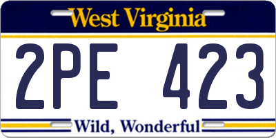 WV license plate 2PE423