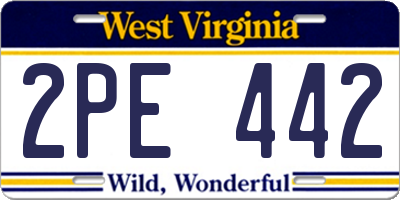 WV license plate 2PE442