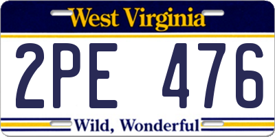 WV license plate 2PE476