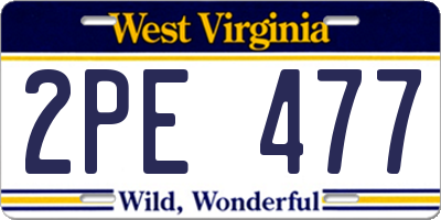 WV license plate 2PE477