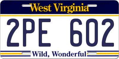 WV license plate 2PE602